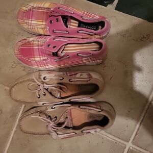 Sperry Kids Plaid and Tan Boat Shoes
